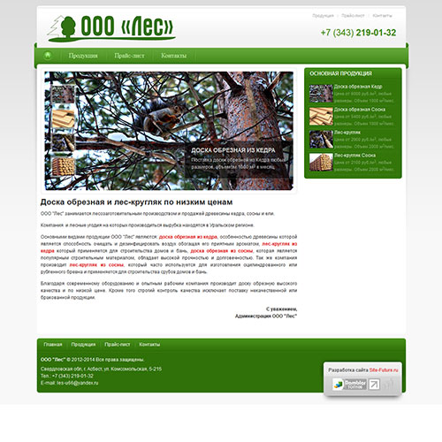 Сайт ООО Лес по лесозаготовительному производству